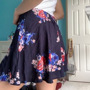 navy blue floral skirt